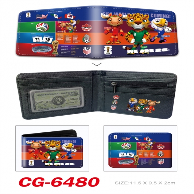 World Cup 3D concave convex two fold short card wallet 11X9.5X2cm 65G