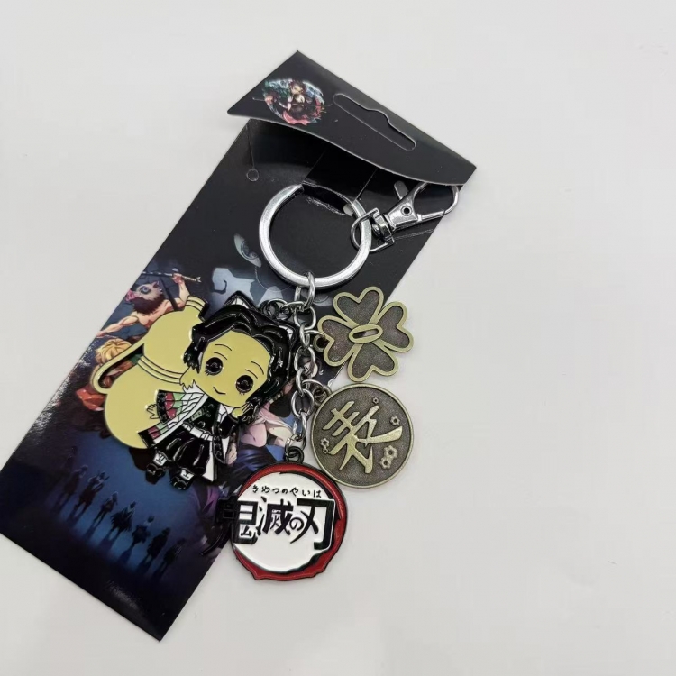 Demon Slayer Kimets Anime cartoon 4 pendant metal keychain backpack pendant