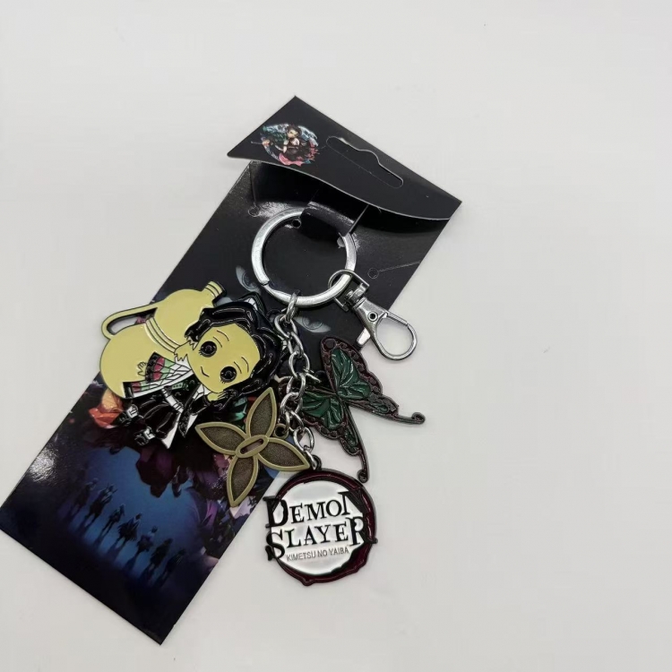 Demon Slayer Kimets Anime cartoon 4 pendant metal keychain backpack pendant