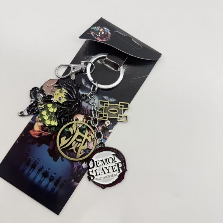 Demon Slayer Kimets Anime cartoon 4 pendant metal keychain backpack pendant