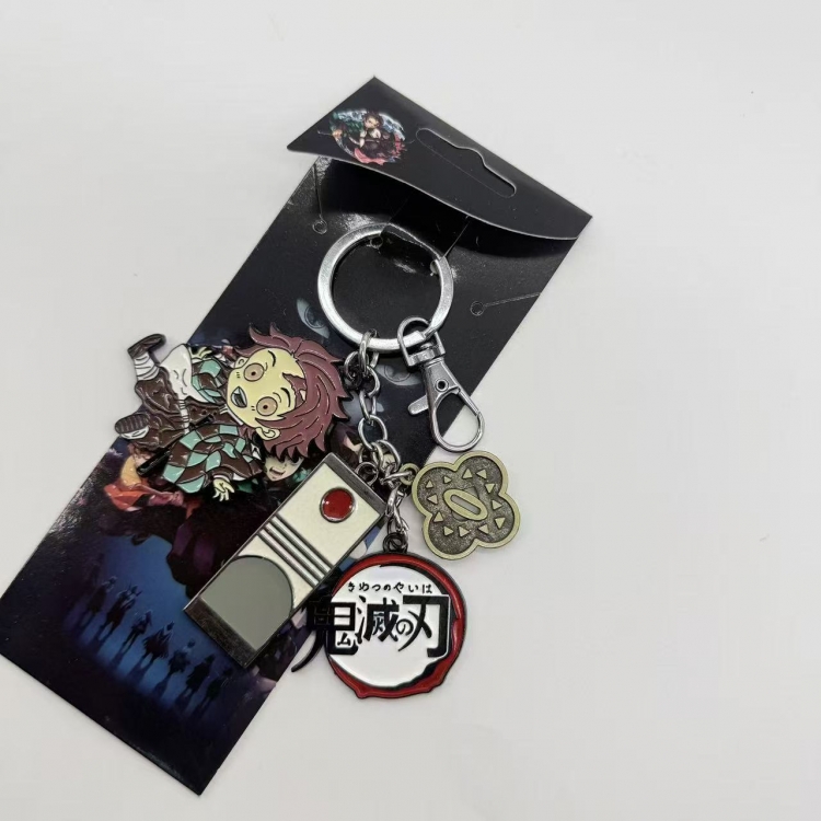 Demon Slayer Kimets Anime cartoon 4 pendant metal keychain backpack pendant
