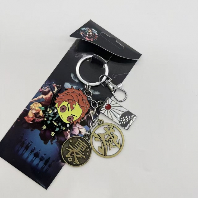 Demon Slayer Kimets Anime cartoon 4 pendant metal keychain backpack pendant