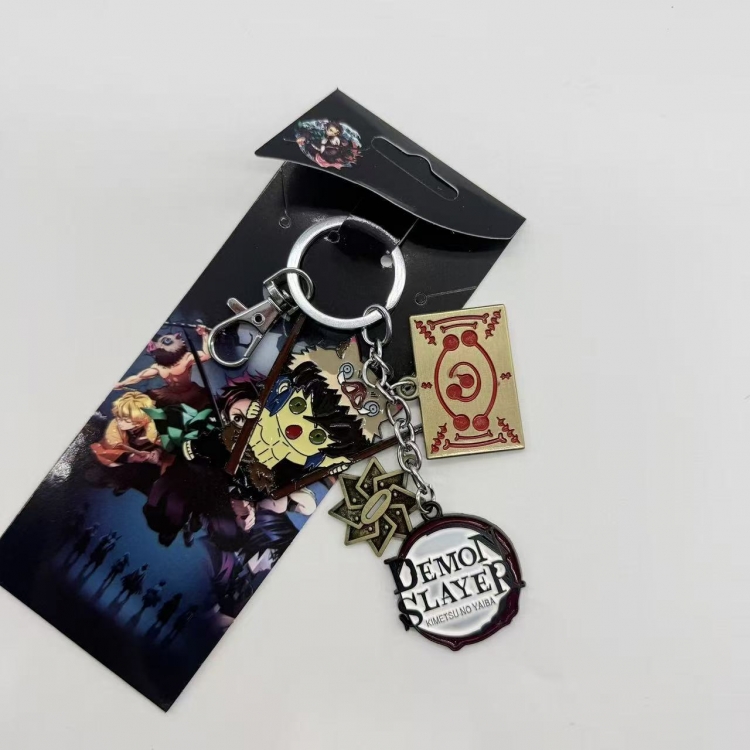 Demon Slayer Kimets Anime cartoon 4 pendant metal keychain backpack pendant