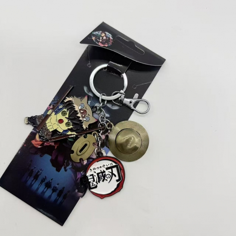 Demon Slayer Kimets Anime cartoon 4 pendant metal keychain backpack pendant