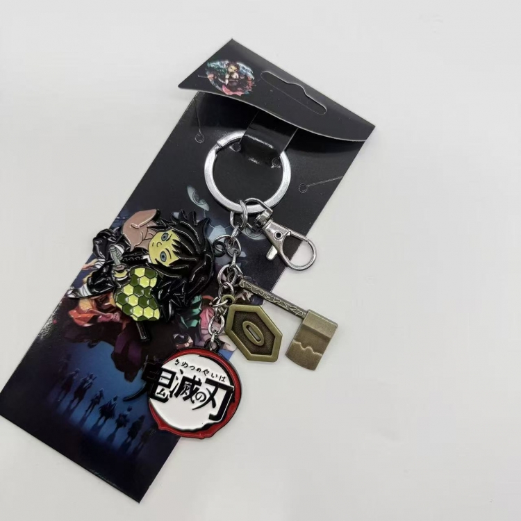 Demon Slayer Kimets Anime cartoon 4 pendant metal keychain backpack pendant