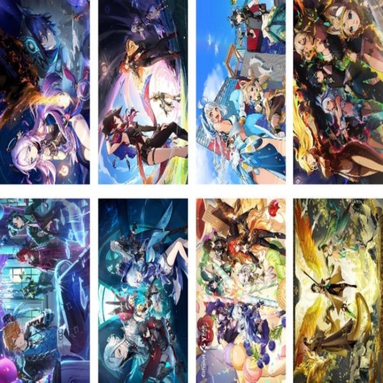 Genshin Impact Embossed poster 8 pcs a set 42X29CM price for 5 sets 
