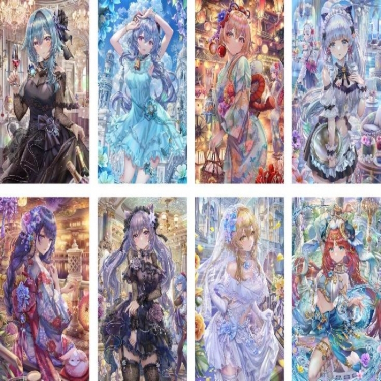 Genshin Impact Embossed poster 8 pcs a set 42X29CM price for 5 sets 