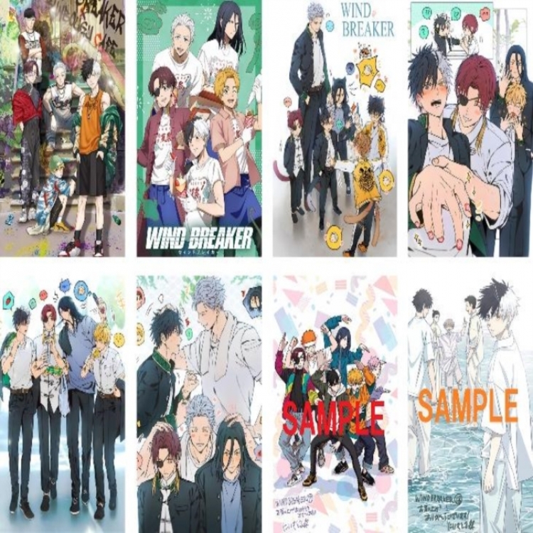 WIND BREAKER Embossed poster 8 pcs a set 42X29CM price for 5 sets