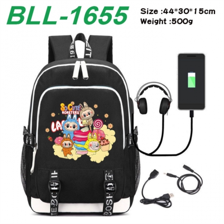 Labubu Game Canvas Backpack Waterproof School Bag 44X30X15CM 500G