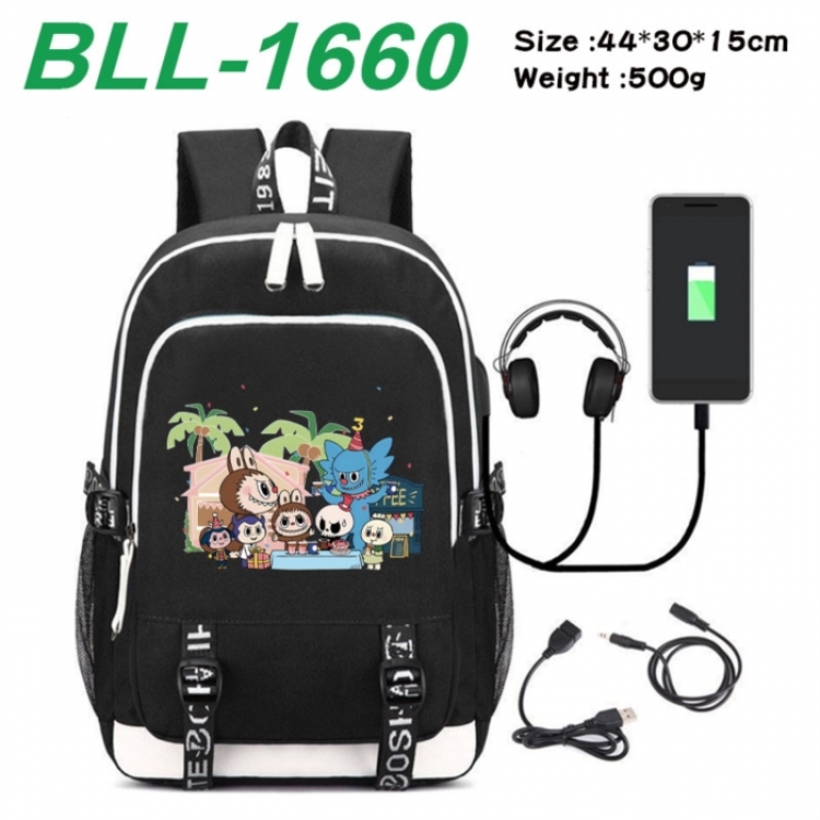 Labubu Game Canvas Backpack Waterproof School Bag 44X30X15CM 500G