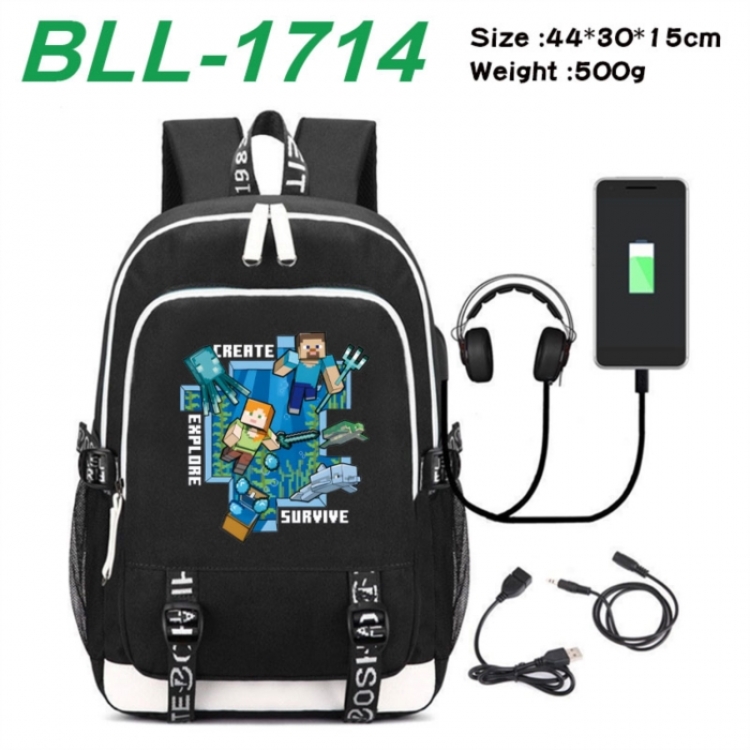 Minecraft Game Canvas Backpack Waterproof School Bag 44X30X15CM 500G