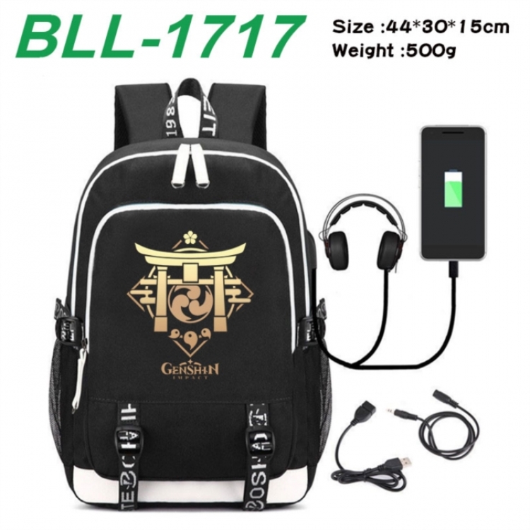 Genshin Impact Game Canvas Backpack Waterproof School Bag 44X30X15CM 500G