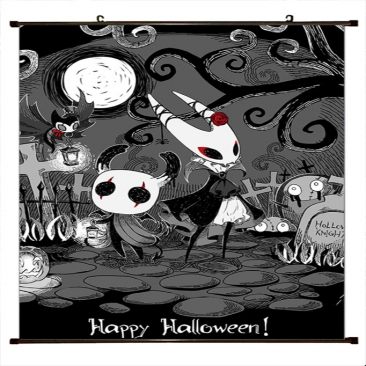 The Hollow Knight Anime black Plastic rod Cloth painting Wall Scroll 60X90CM 