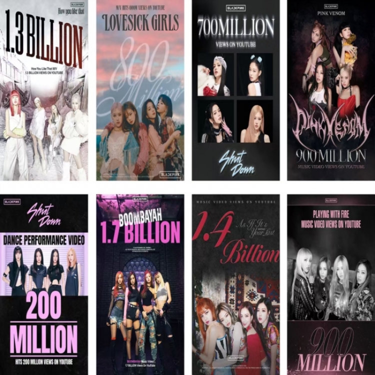 BLACK PINK Embossed poster 8 pcs a set 42X29CM price for 5 sets 