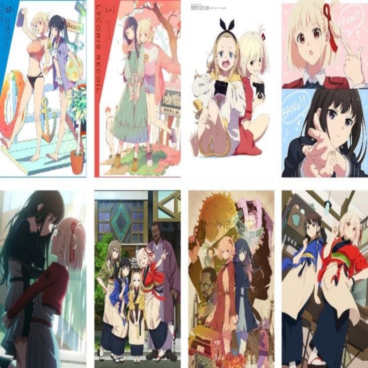 Lycoris Recoil  Embossed poster 8 pcs a set 42X29CM price for 5 sets