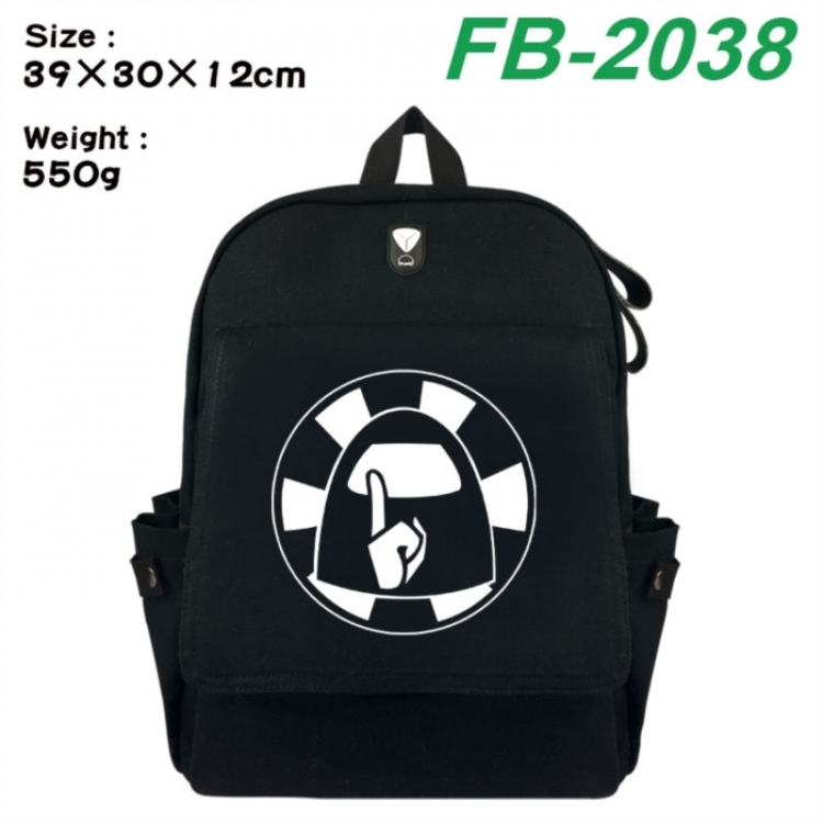 Among Us Canvas Flip Backpack Student Schoolbag Headphone Hole 39X30X12CM 