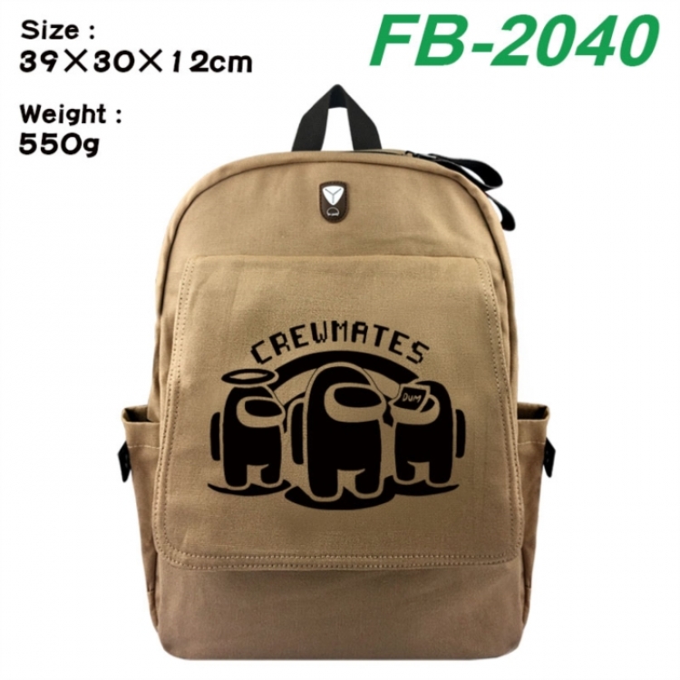 Among Us Canvas Flip Backpack Student Schoolbag Headphone Hole 39X30X12CM 