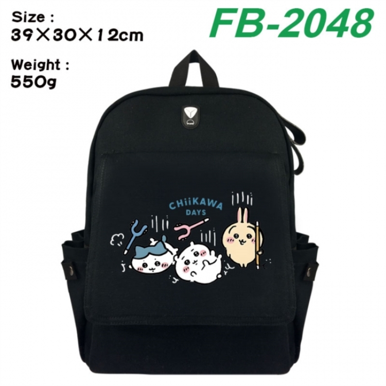 Chiikawa Canvas Flip Backpack Student Schoolbag Headphone Hole 39X30X12CM 