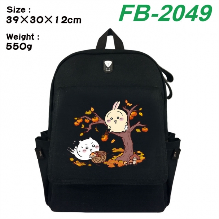 Chiikawa Canvas Flip Backpack Student Schoolbag Headphone Hole 39X30X12CM 