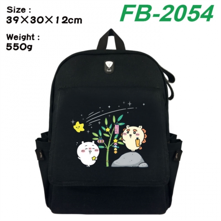 Chiikawa Canvas Flip Backpack Student Schoolbag Headphone Hole 39X30X12CM 