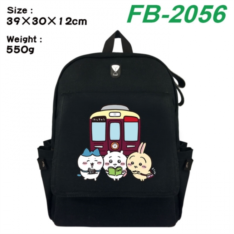 Chiikawa Canvas Flip Backpack Student Schoolbag Headphone Hole 39X30X12CM 