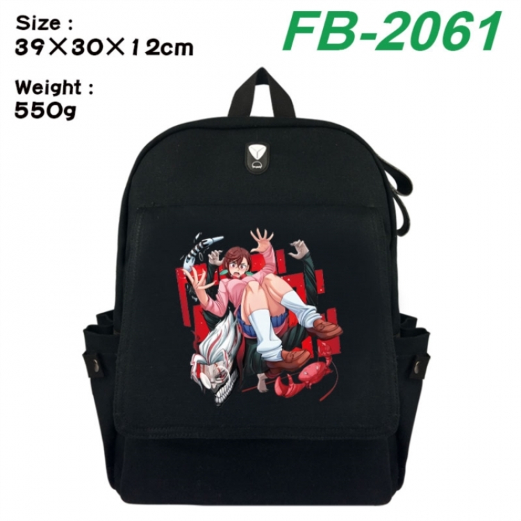 DANDADAN Canvas Flip Backpack Student Schoolbag Headphone Hole 39X30X12CM 