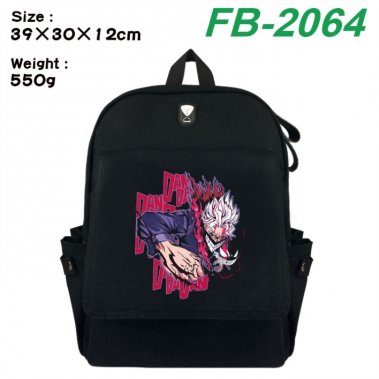 DANDADAN Canvas Flip Backpack Student Schoolbag Headphone Hole 39X30X12CM 