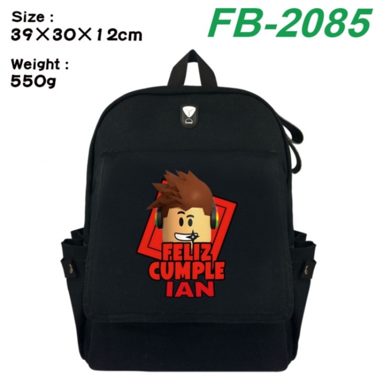 Roblox Canvas Flip Backpack Student Schoolbag Headphone Hole 39X30X12CM