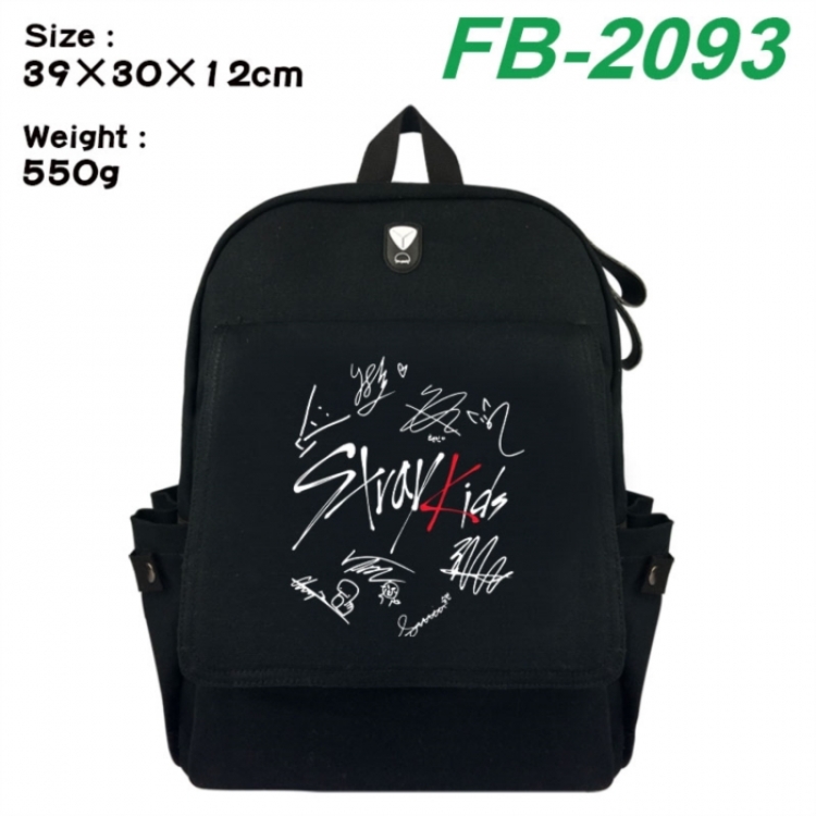 Stray Kids Canvas Flip Backpack Student Schoolbag Headphone Hole 39X30X12CM 