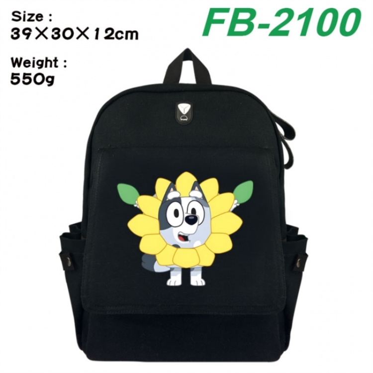 Bluey Canvas Flip Backpack Student Schoolbag Headphone Hole 39X30X12CM 