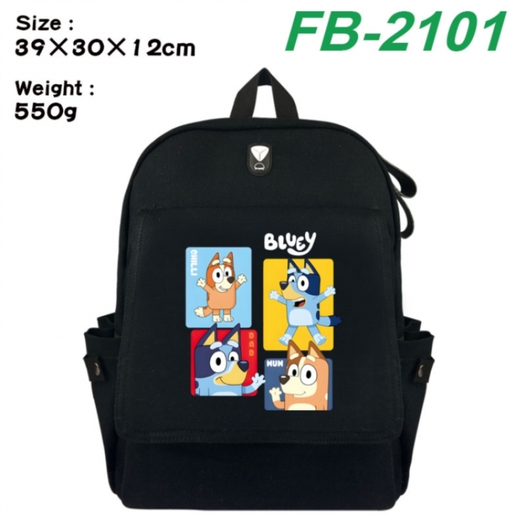 Bluey Canvas Flip Backpack Student Schoolbag Headphone Hole 39X30X12CM 