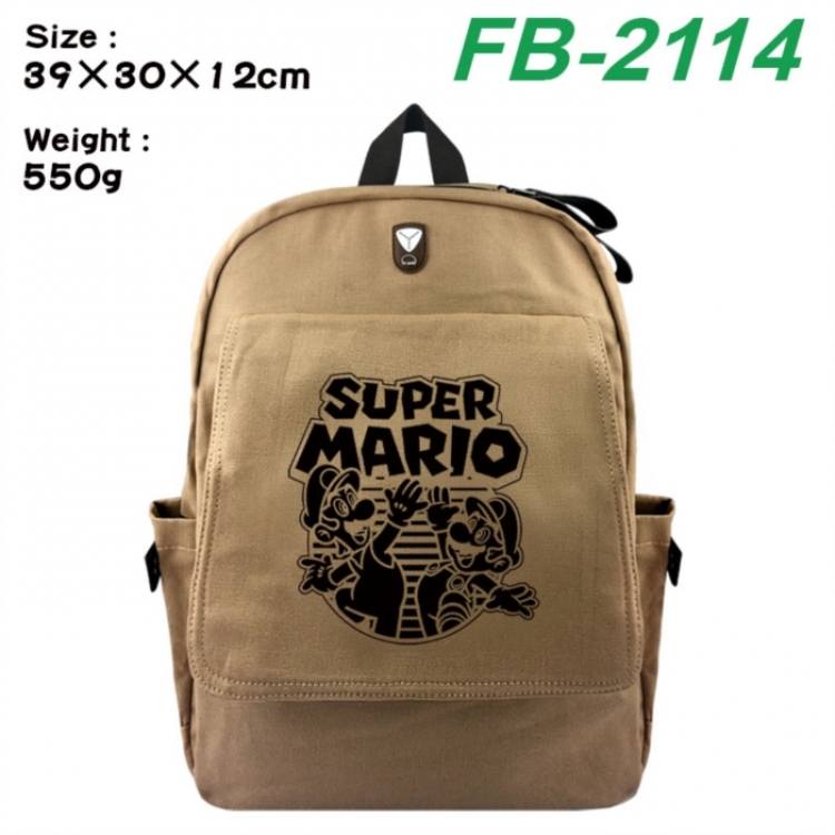 Super Mario Canvas Flip Backpack Student Schoolbag Headphone Hole 39X30X12CM 