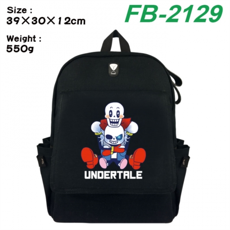 Undertale Canvas Flip Backpack Student Schoolbag Headphone Hole 39X30X12CM 