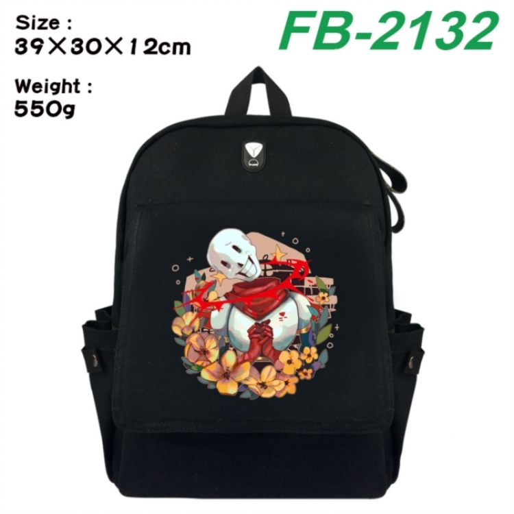 Undertale Canvas Flip Backpack Student Schoolbag Headphone Hole 39X30X12CM 