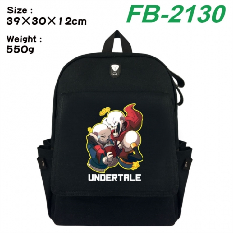 Undertale Canvas Flip Backpack Student Schoolbag Headphone Hole 39X30X12CM 