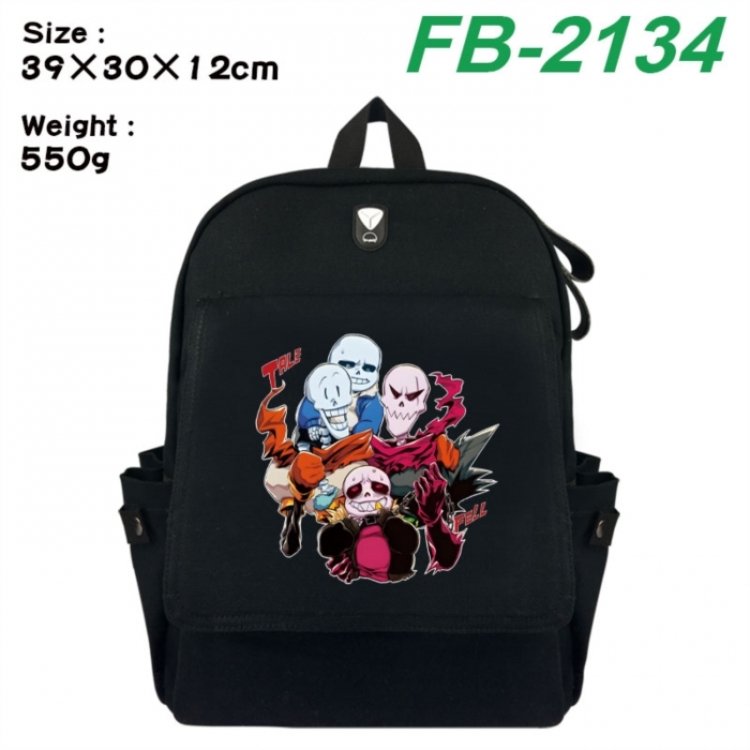 Undertale Canvas Flip Backpack Student Schoolbag Headphone Hole 39X30X12CM 