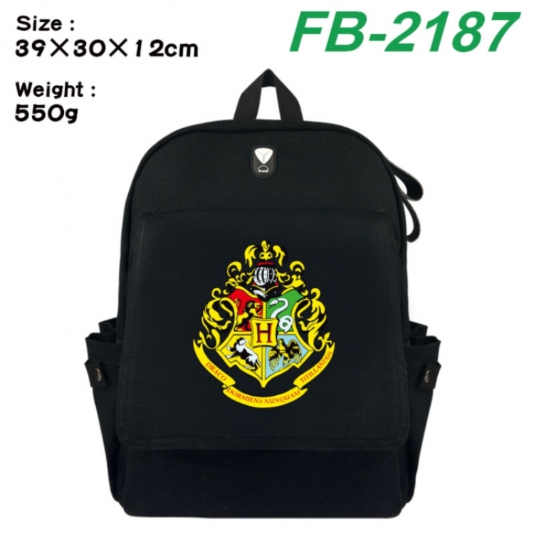 Harry Potter Canvas Flip Backpack Student Schoolbag Headphone Hole 39X30X12CM 