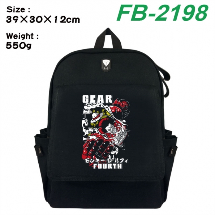 One Piece Canvas Flip Backpack Student Schoolbag Headphone Hole 39X30X12CM 