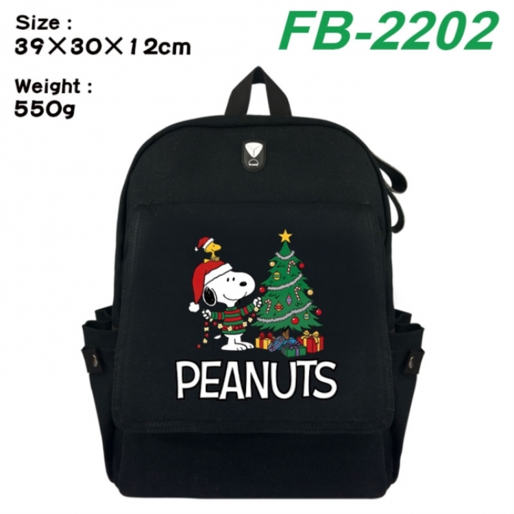 Peanuts‌ Canvas Flip Backpack Student Schoolbag Headphone Hole 39X30X12CM 
