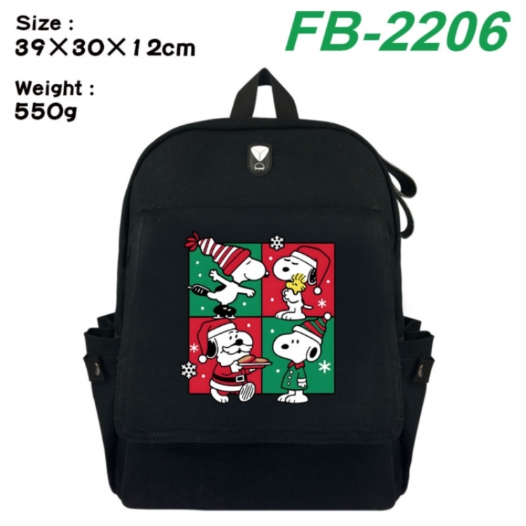 Peanuts‌ Canvas Flip Backpack Student Schoolbag Headphone Hole 39X30X12CM 