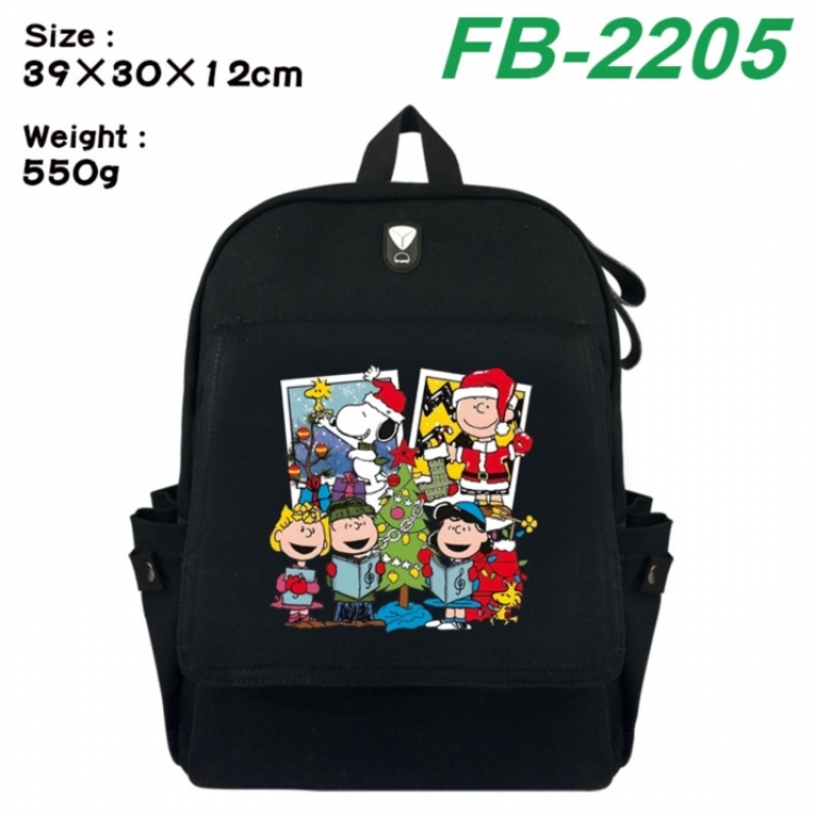 Peanuts‌ Canvas Flip Backpack Student Schoolbag Headphone Hole 39X30X12CM 