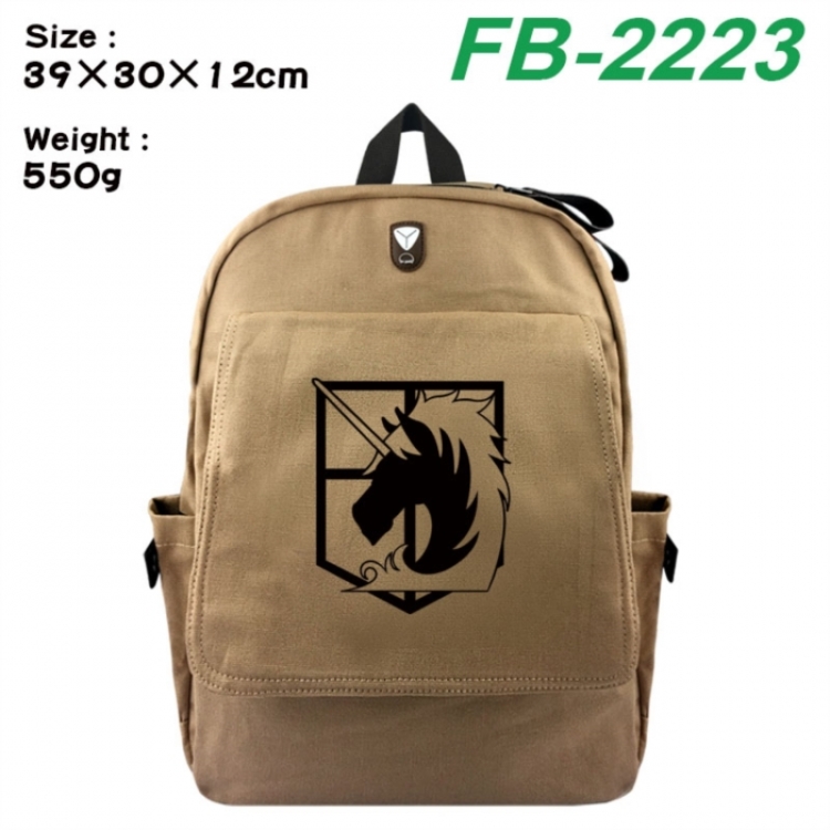 Shingeki no Kyojin Canvas Flip Backpack Student Schoolbag Headphone Hole 39X30X12CM 