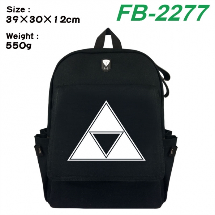 The Legend of Zelda Canvas Flip Backpack Student Schoolbag Headphone Hole 39X30X12CM 