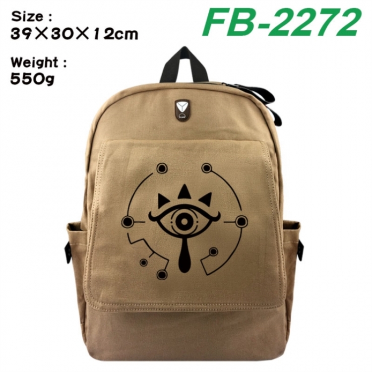 The Legend of Zelda Canvas Flip Backpack Student Schoolbag Headphone Hole 39X30X12CM 