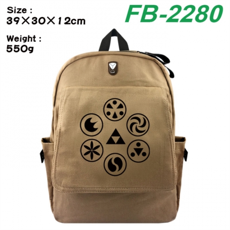 The Legend of Zelda Canvas Flip Backpack Student Schoolbag Headphone Hole 39X30X12CM 