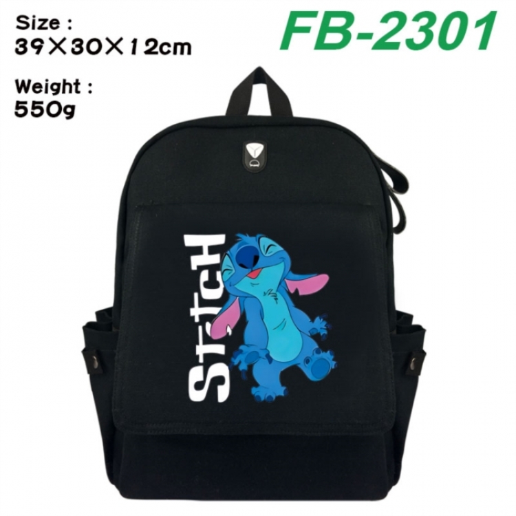 Lilo & Stitch Canvas Flip Backpack Student Schoolbag Headphone Hole 39X30X12CM 