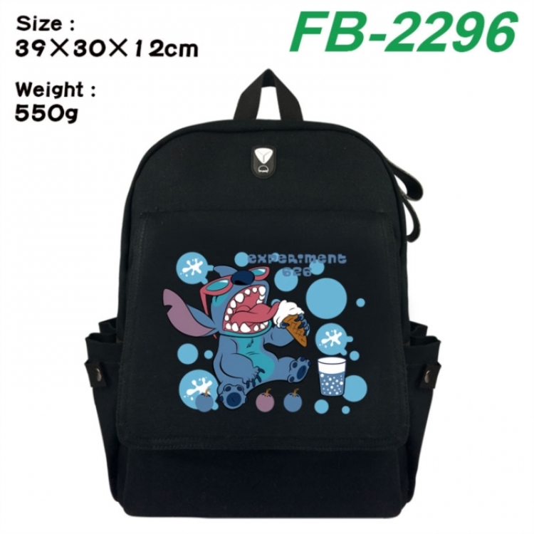 Lilo & Stitch Canvas Flip Backpack Student Schoolbag Headphone Hole 39X30X12CM 