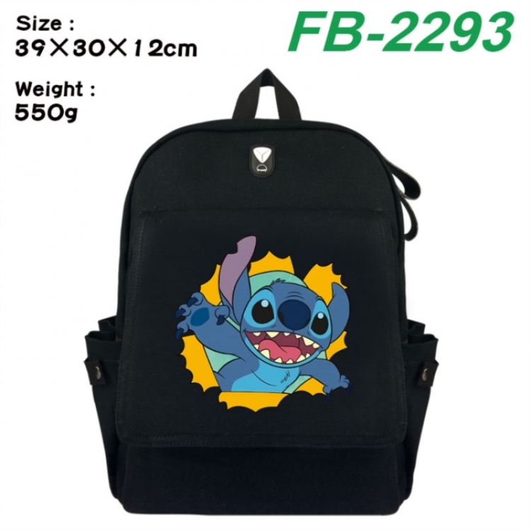Lilo & Stitch Canvas Flip Backpack Student Schoolbag Headphone Hole 39X30X12CM 