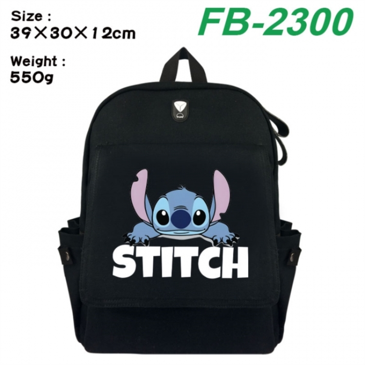 Lilo & Stitch Canvas Flip Backpack Student Schoolbag Headphone Hole 39X30X12CM 