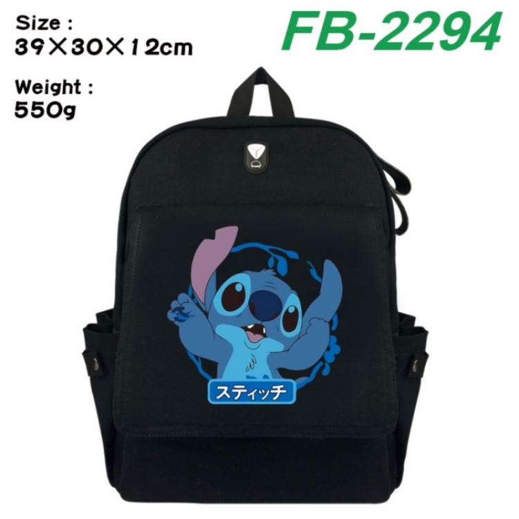 Lilo & Stitch Canvas Flip Backpack Student Schoolbag Headphone Hole 39X30X12CM 